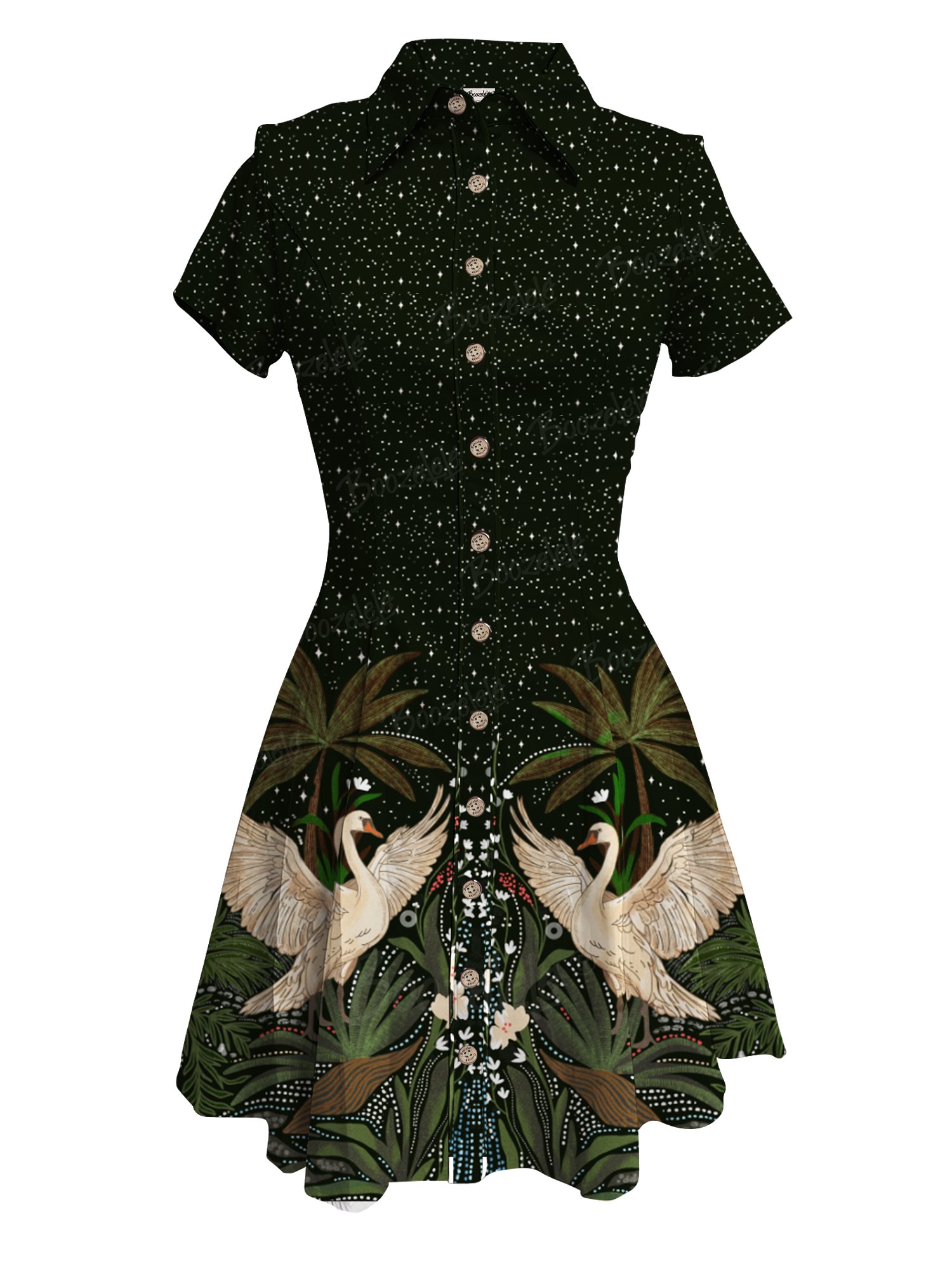 【Josie X Boozelele】Garden Swan Night - 100% Cotton Dress