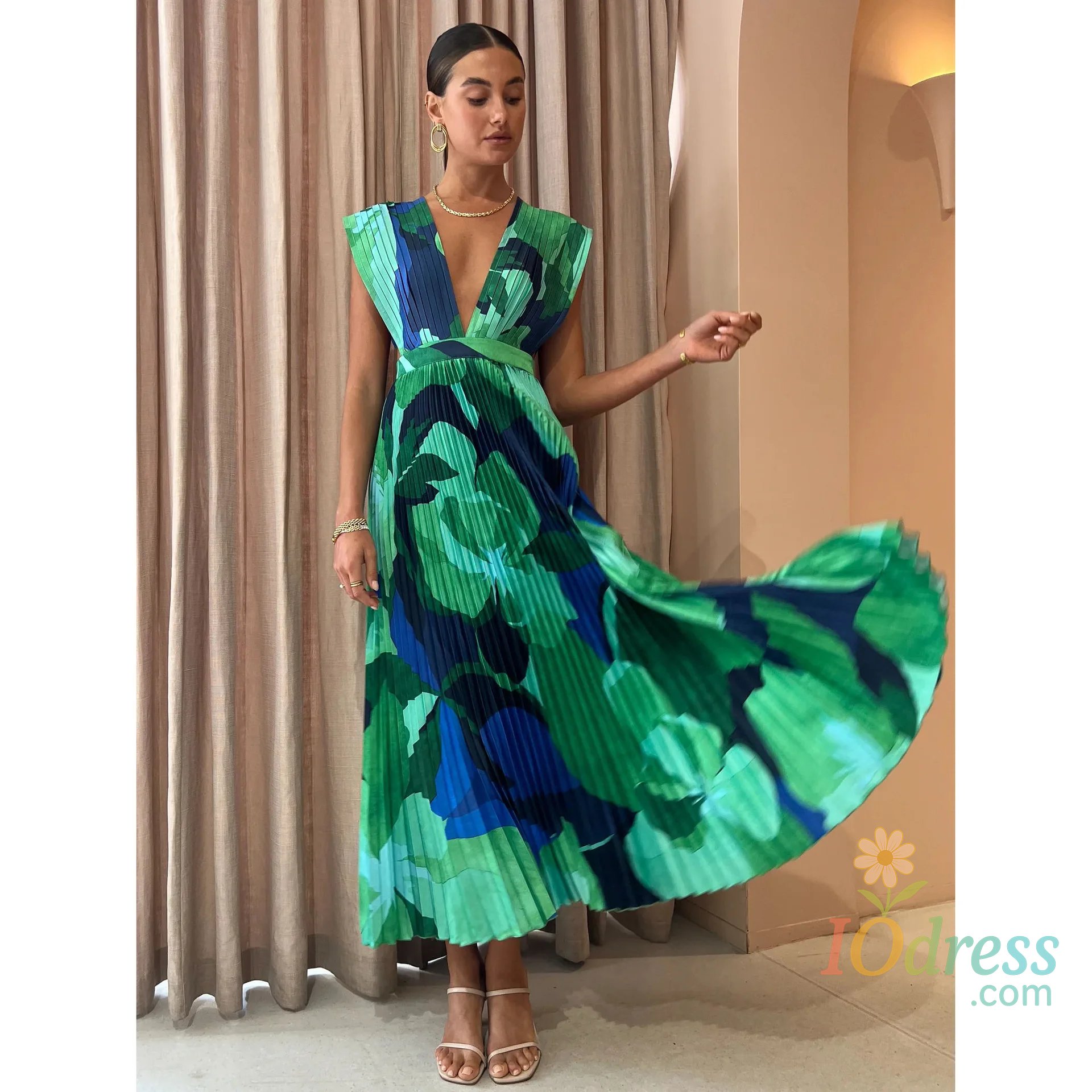 IO Dress Women's S-XL Size New European and American Spring Summer Pleated Sleeveless Casual Dress INS Loose Vacation Women's Dress IO Dress