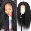 Glueless Kinky Yaki Straight Brazilian Black Long Wigs
