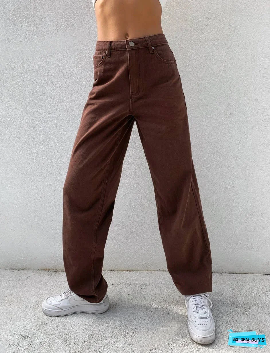 HIGH-WAISTED BUTTERFLY PRINT BAGGY WIDE-LEG JEANS