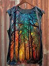 Tree Printed Vintage Fashion Loose Short Sleeve T-Shirt