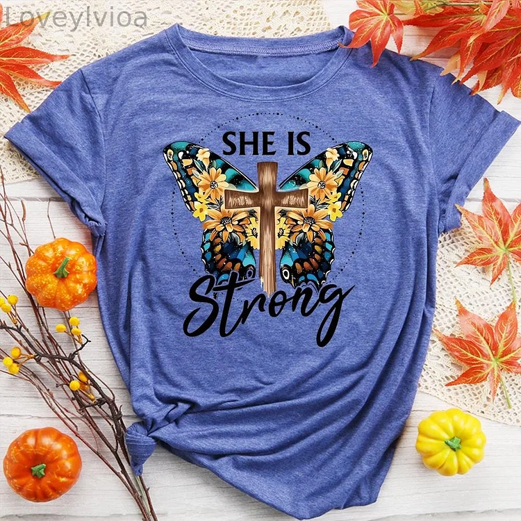 Butterfly Round Neck T-shirt-0018576
