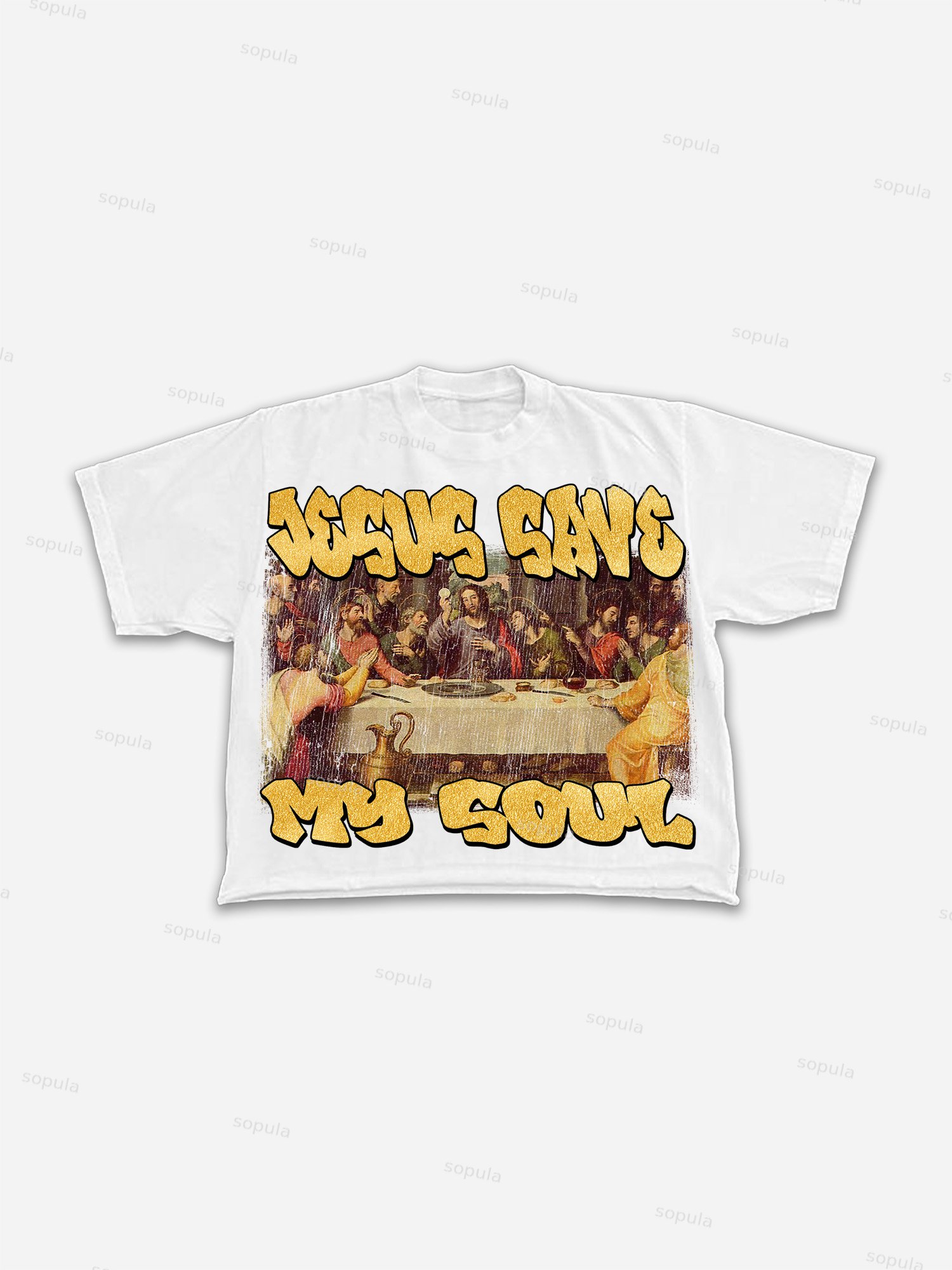 Jesus Art Graphic Print Cropped T-shirt
