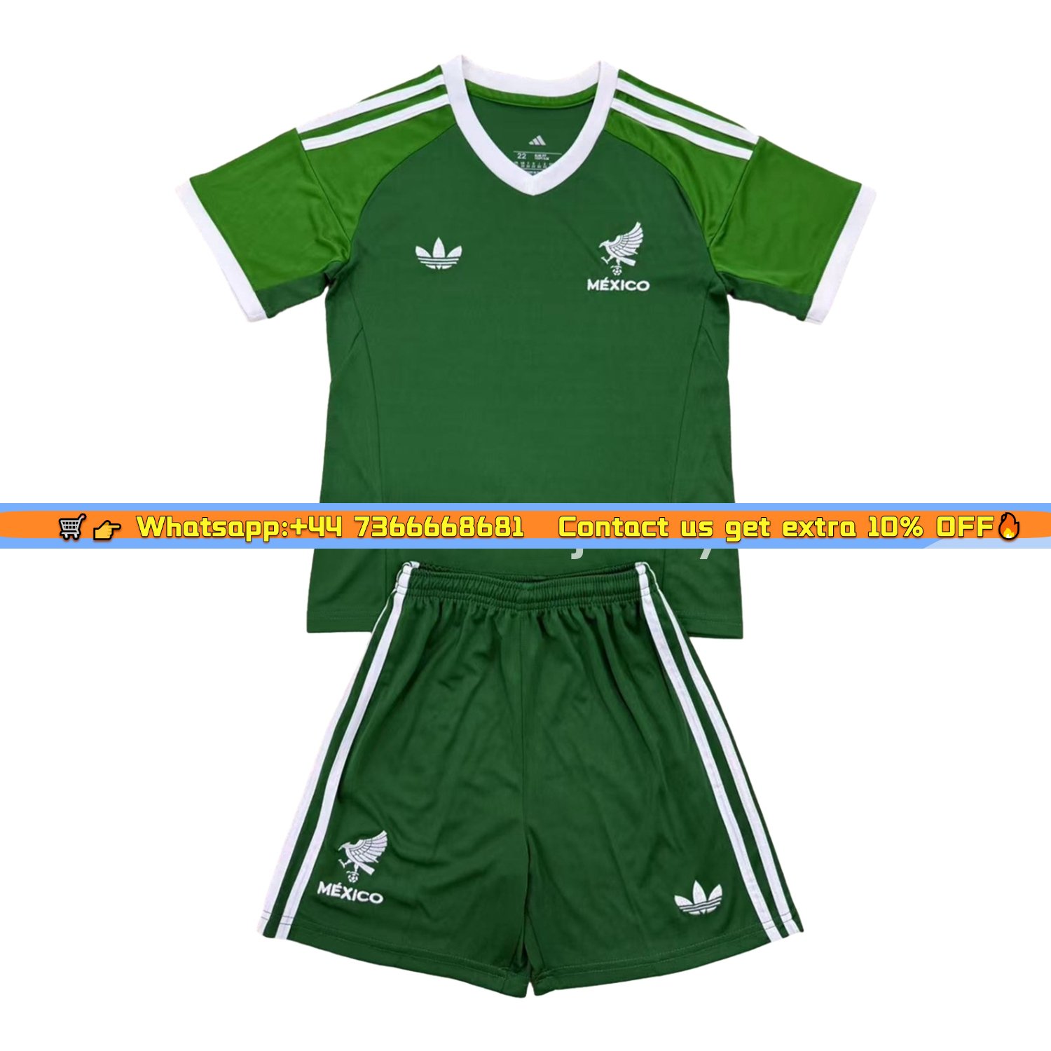 Mexico 2025 Throwback Trefoil Green Goalkeeper Men's Adult Jersey Set - Fans Version