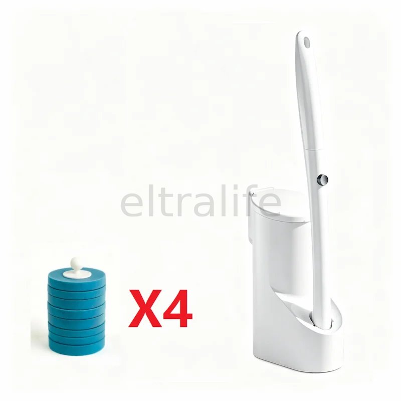 Replaceable Disposable Toilet Brush Set, Antibacterial One‑Time Replacement Brush Heads eltralife