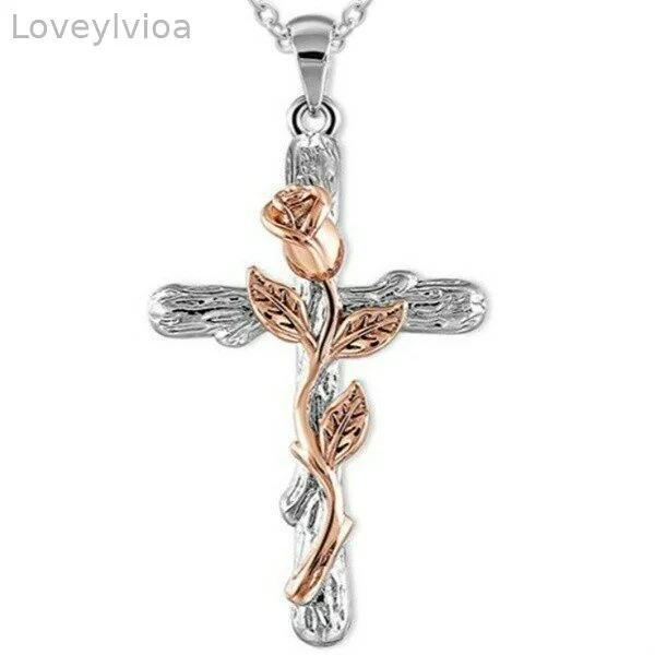 Rose Cross Necklace