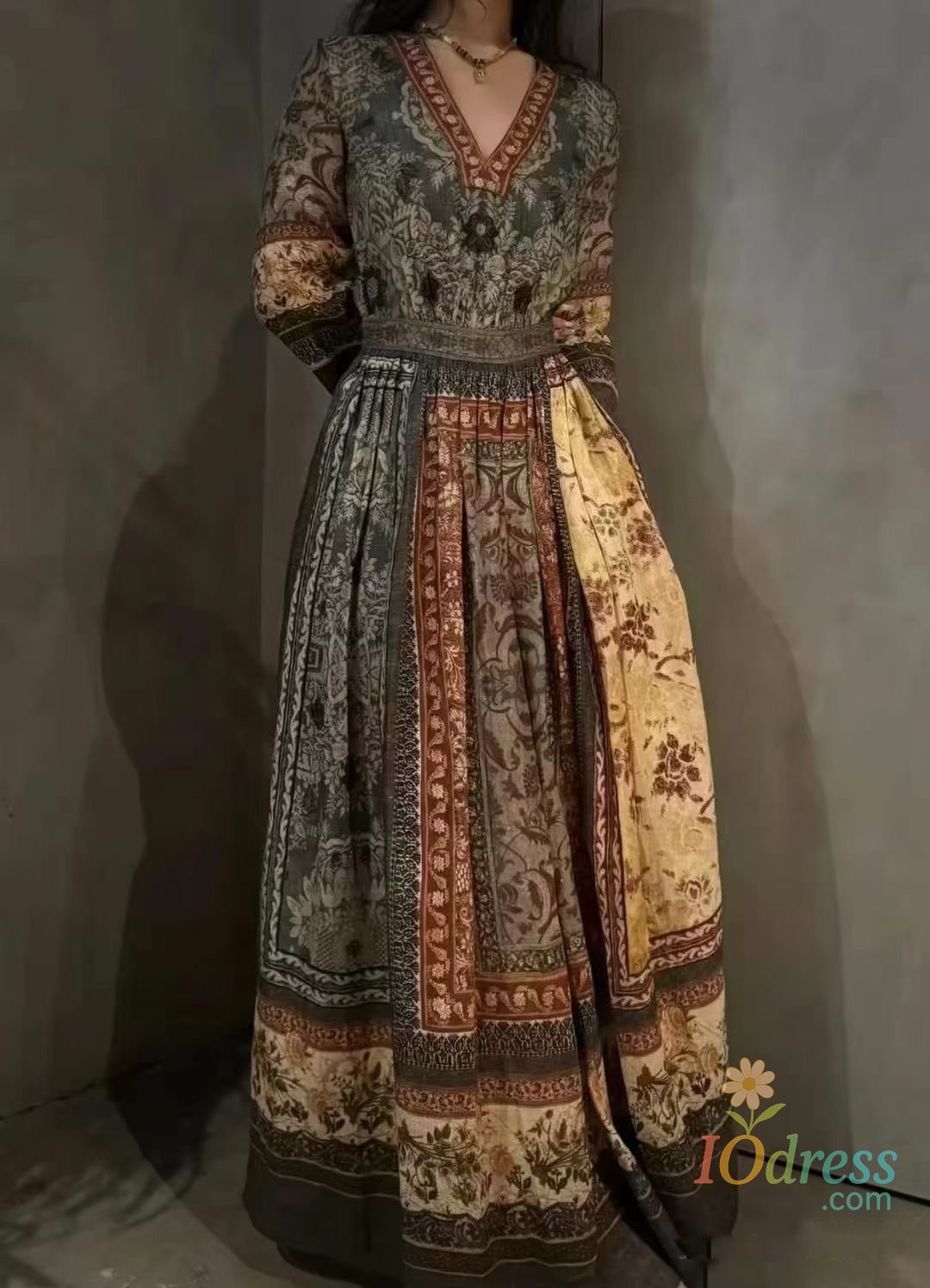 IO Dress 2025 summer collection bohemian 100% silk women's maxi length dress