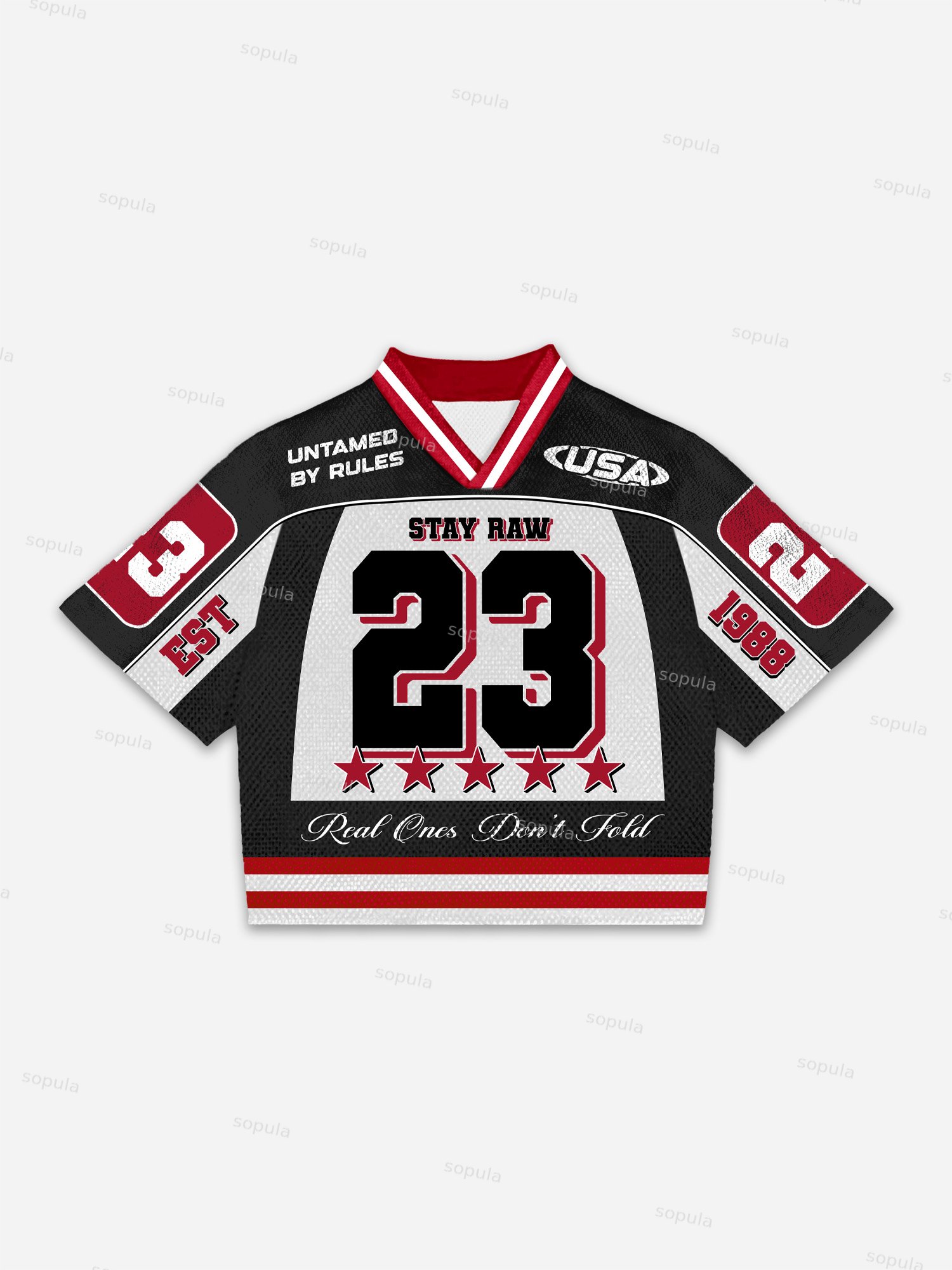 No. 23 Imitation Racing Suit Design  Graphics Blokecore Blokette Football V-neck Cropped Tees