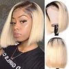 Ombre Blonde Centre Parting Short Bob Hair Staight Wigs