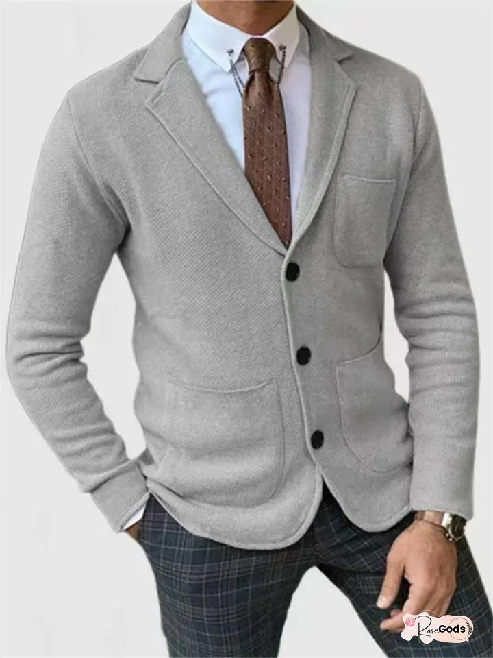 Men's Autumn and Winter Solid Color Casual Slim Long-sleeved Single Row Three-button Suit Casual Formal Suit