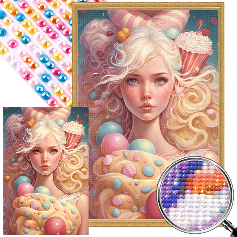 AB Diamond Painting - Full Round - ice cream girl (40*60CM)  James Yang