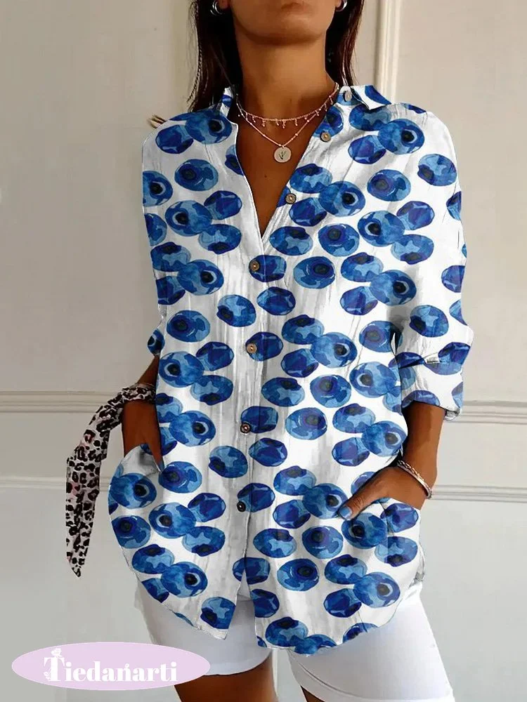 Pebble Drop Print Casual Long-sleeved Shirt