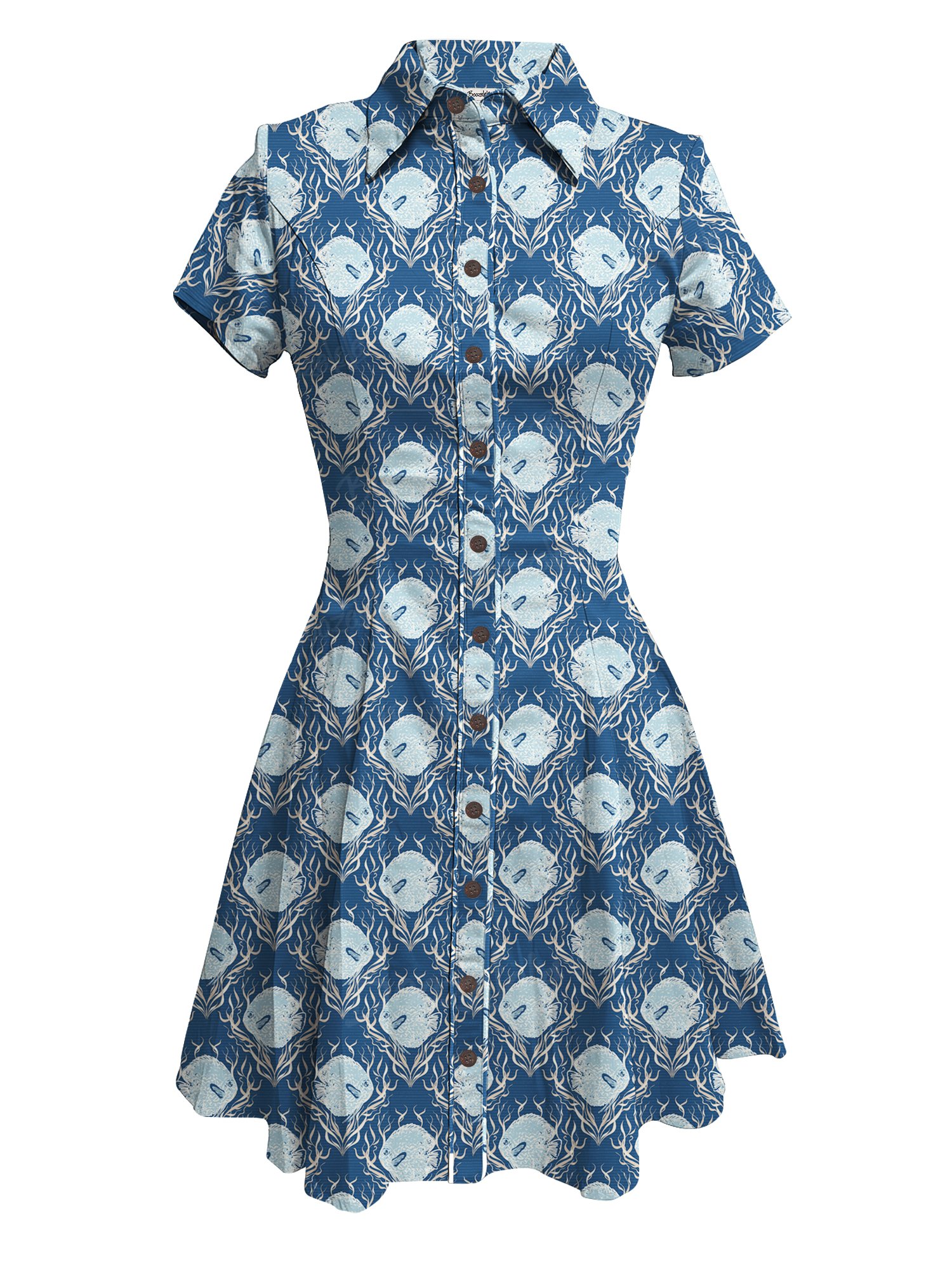 【Allyson Marie Ferri X Boozelele】Fish Seaweed Print Design- 100% Cotton Dress