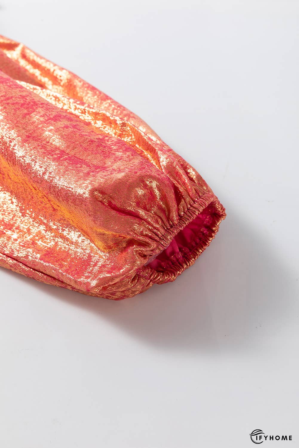 Metallic Sheen Puff Sleeve Mini Shirt Dress | IFYHOME