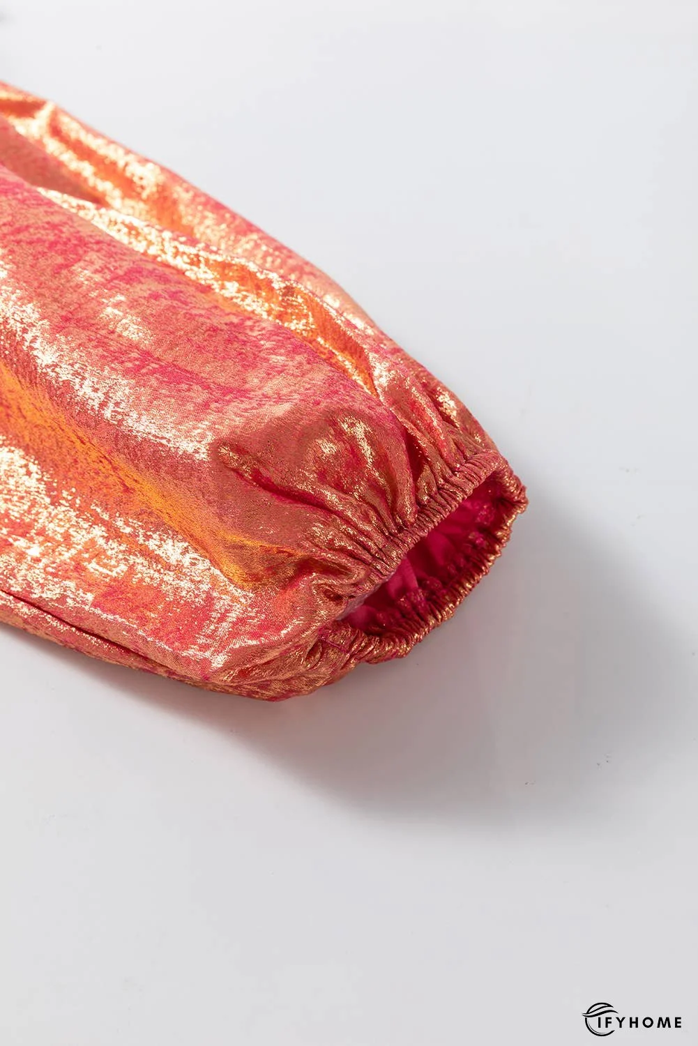 Metallic Sheen Puff Sleeve Mini Shirt Dress | IFYHOME