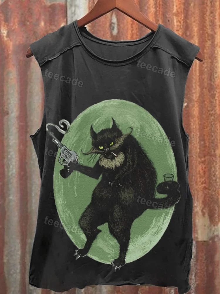Teecade Teecade Gun Smokecat Casual Tank Top