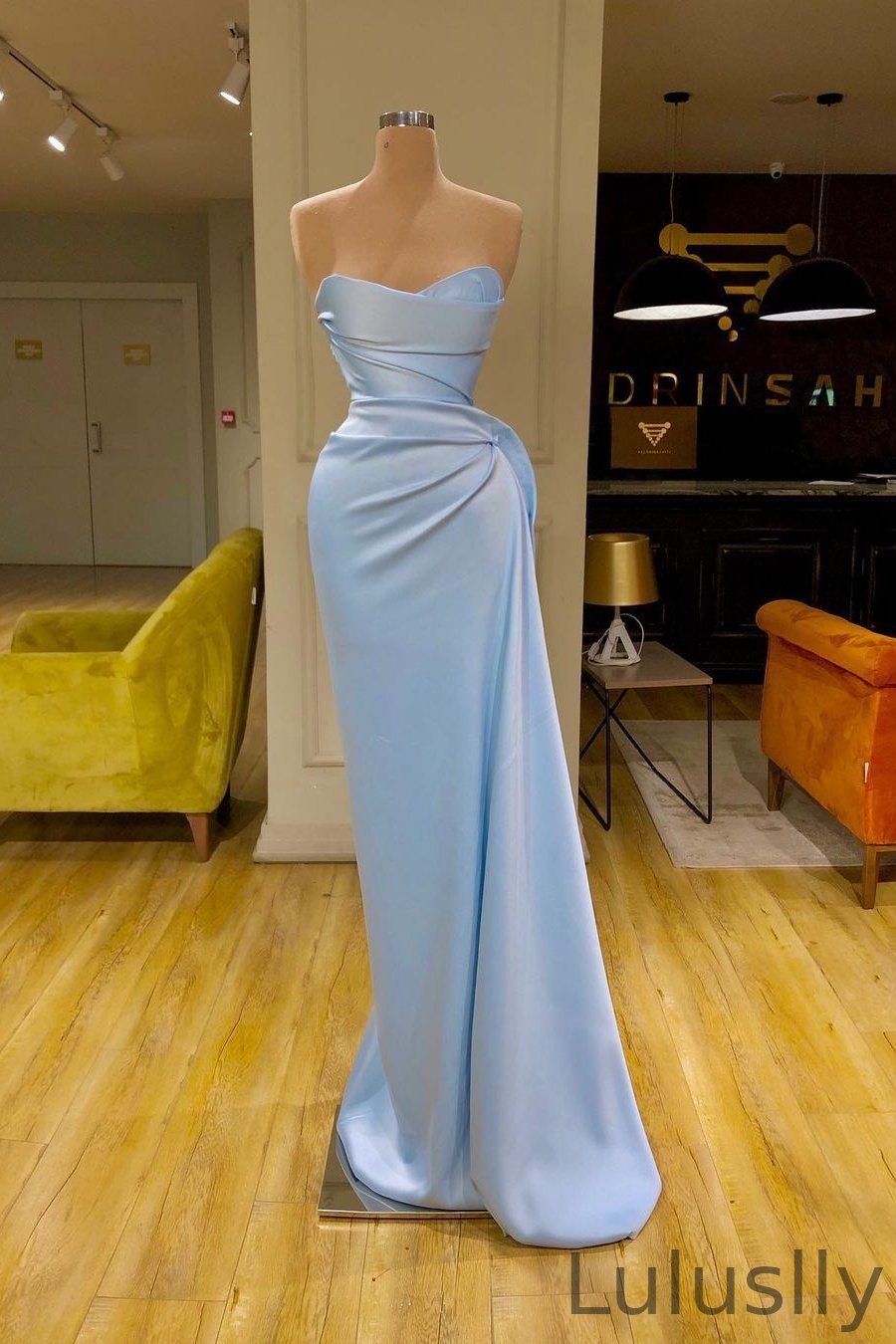 Luluslly Baby Blue Sweetheart Mermaid Evening Dress Long