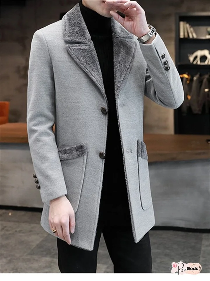 Explosive Autumn and Winter New Fur One Lapel Suit Collar Men's Coat Solid Color Single-breasted Casual Coat