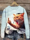 Funny Angry Cat Art Print Casaul T-shirt