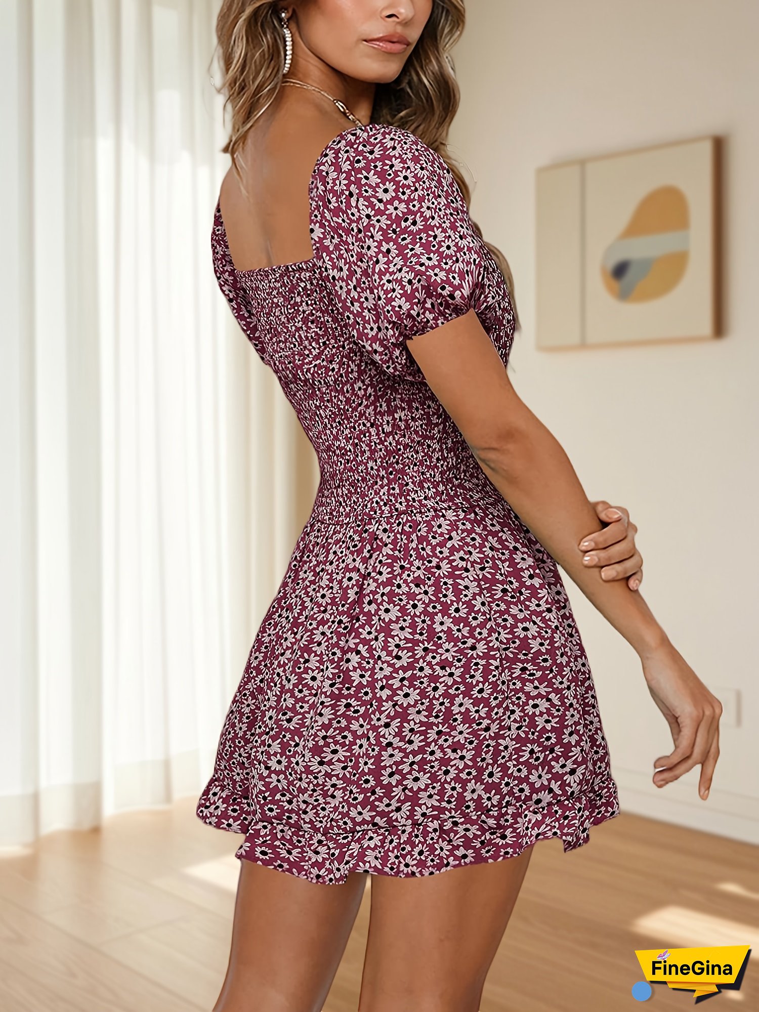 Womens Tube Top Shirred Smocked Short Wide Leg Pants Romper Jumpsuit