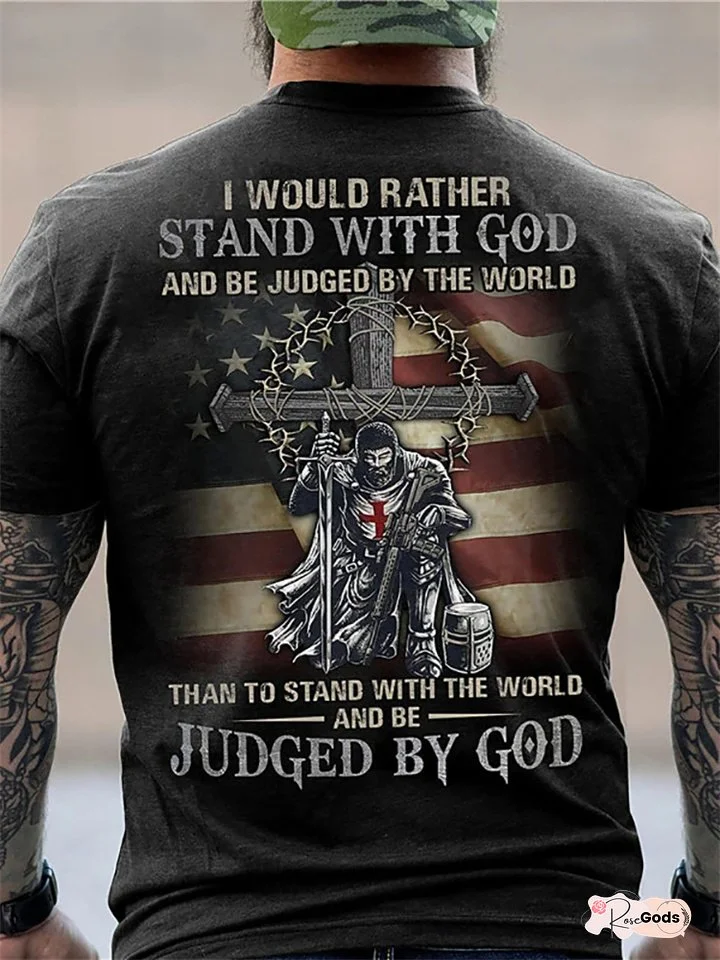 Men's T Shirt Tee Graphic Tees Templar Cross Soldier National Flag Crew Neck Green Blue Yellow Dark Gray 3D Print Outdoor Casual Short Sleeve Print Clothing Apparel Vintage Fashion Designer Classic