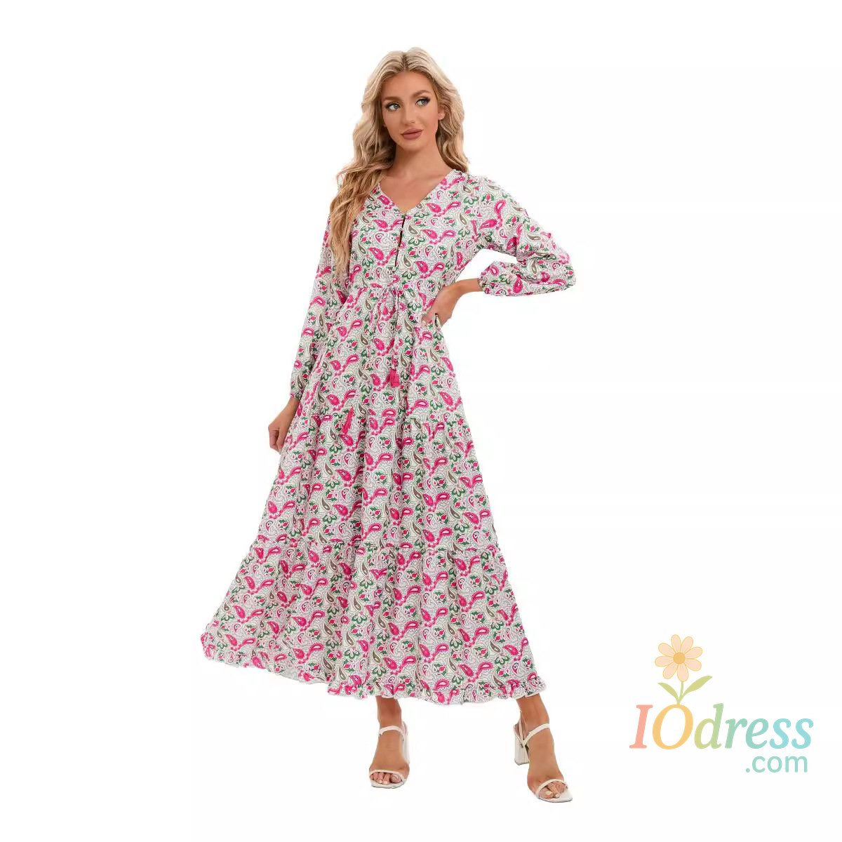 IO Dress Elegant Women's Flower Long Dresses 2024 Spring New Bohemian Printed  Dress Abıye Kadın Abiye  Платье Robe Ete Femme Vestidos