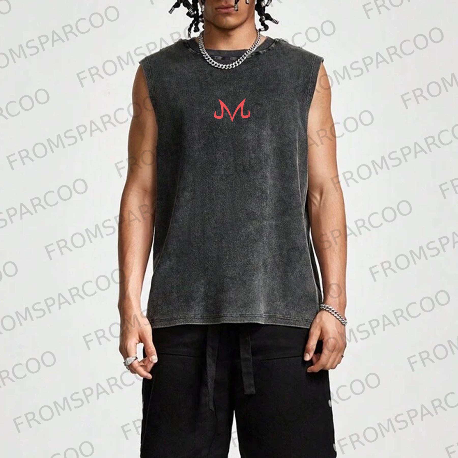 Casual Batik Anime Simple Print Fitness Vest