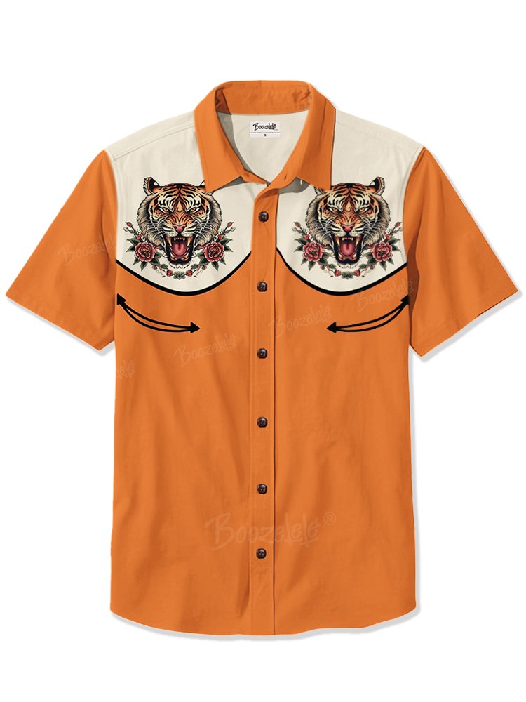 Retro Tattoo Tiger - 100% Cotton Shirt