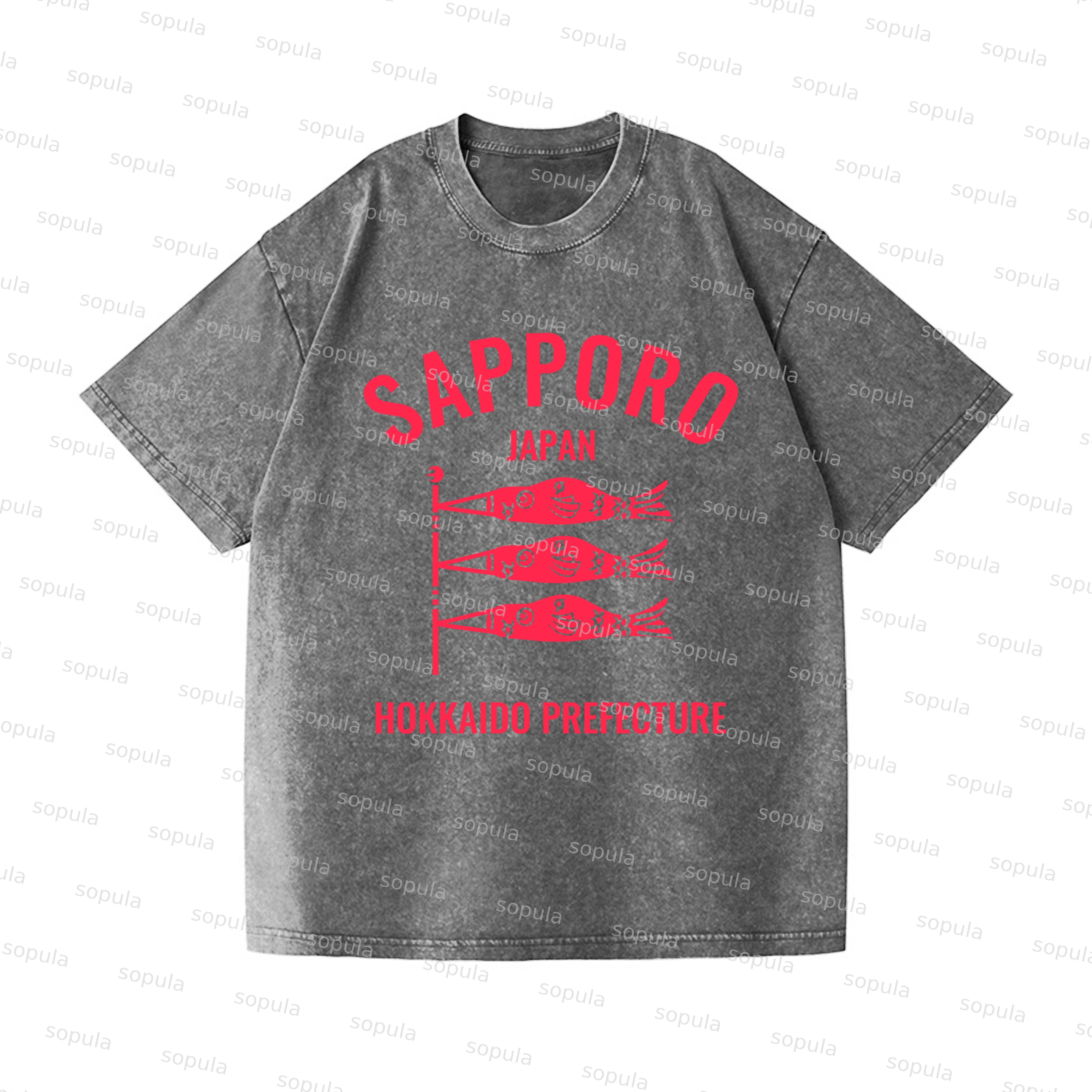 Vintage Sapporo Hokkaido Koinobori Graphic Acid Washed T-shirt