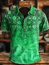Retro Ethnic Art Print Casaul Short SLeeve Polo Shirt