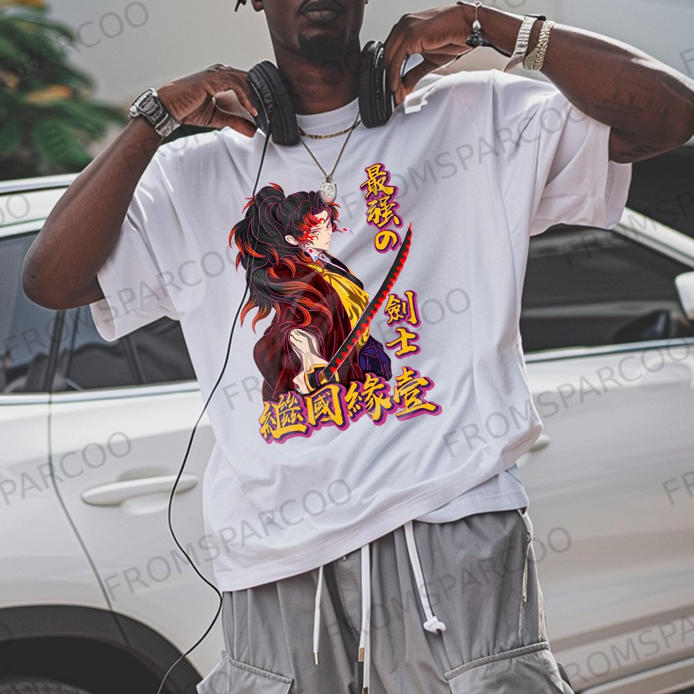 Oversized Unisex Anime Print T-Shirt