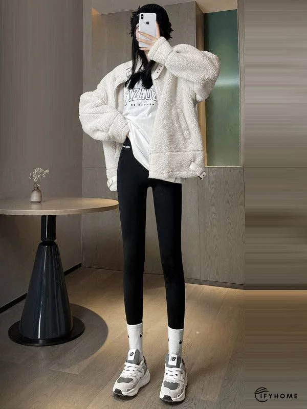 Casual Skinny Leg Keep Warm Solid Color Leggings | IFYHOME