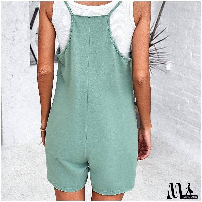 Colorful Pocketed Romper For Casual Wear