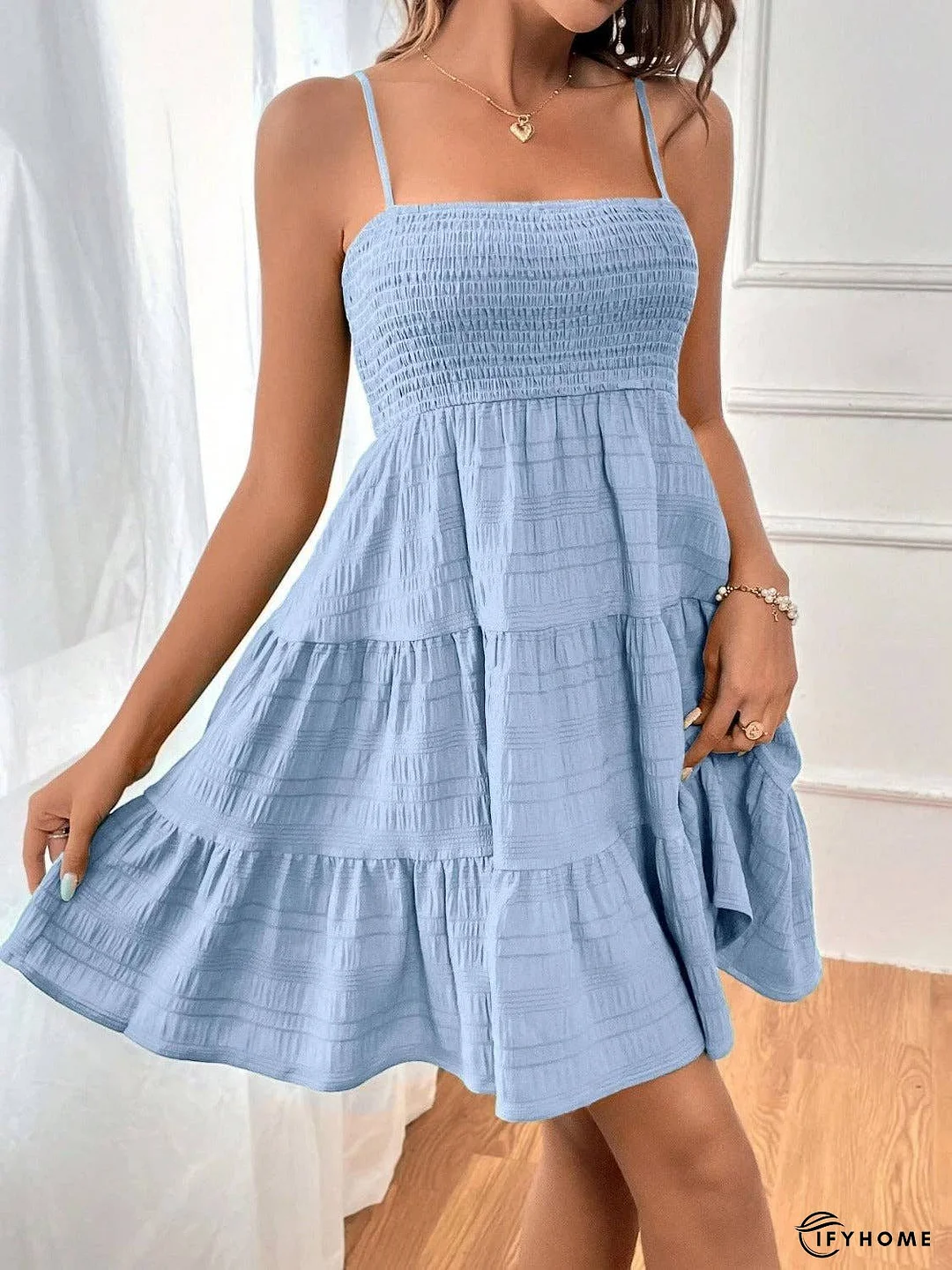 Tiered Smocked Square Neck Cami Dress | IFYHOME