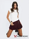 Academe Buckle Pleat Mini Skirt Currant