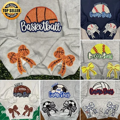 Proudstitch Sport Ball Sequin Embroidery Sweatshirt Game Day Sport Crewneck Hoodie T-Shirt