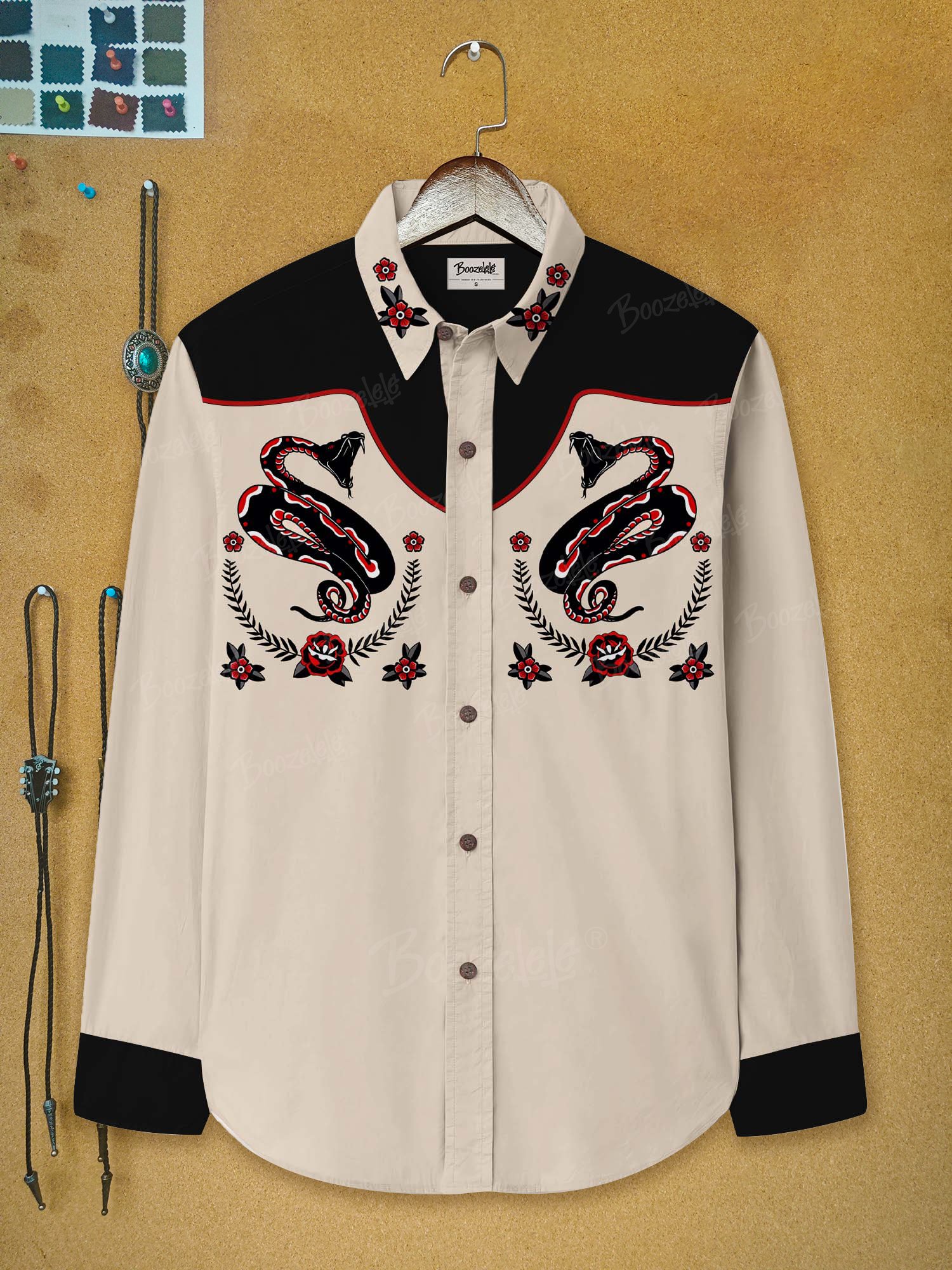 Vintage Snake And Flower - 100% Cotton Long Sleeves Shirt