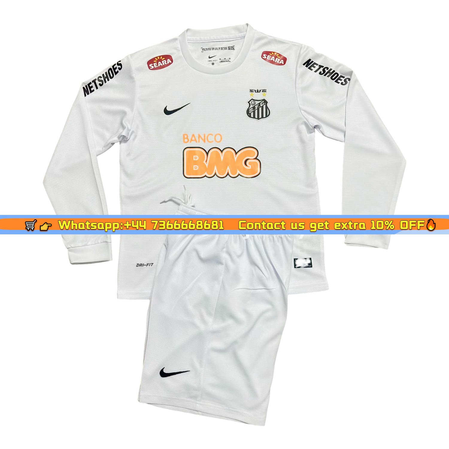 Retro Santos 2012 Home Long Sleeves Kids Kit