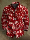 Abstract Christmas Letter Snowflake Print Casual Long-Sleeve Shirt