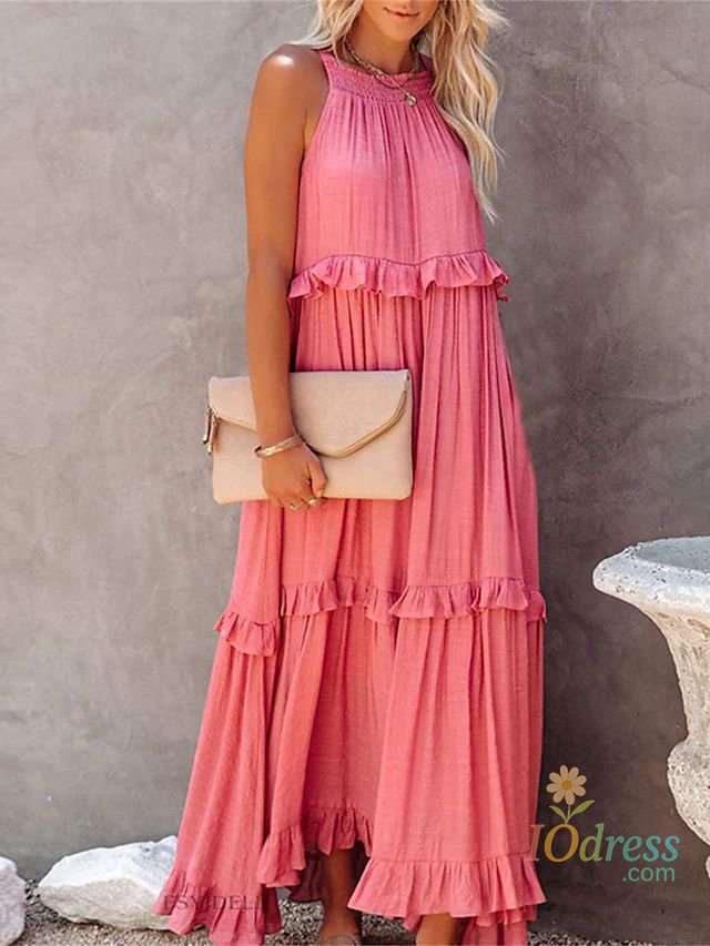 IO Dress Fitshinling Ruffles Party Long Dresses For Women Costume Sexy Sleeveless Maxi Dress Dance Wear A Line Boho Holiday Vestidos