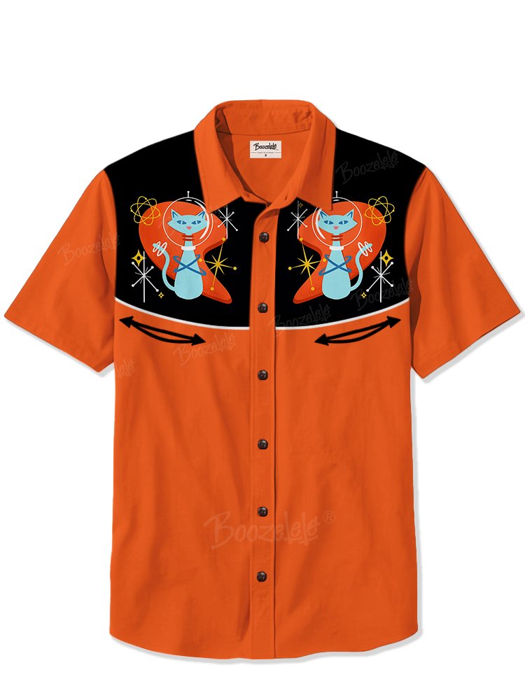 1950s Interstellar Space Cat - 100% Cotton Shirt