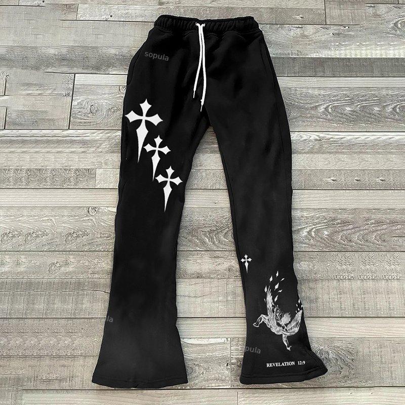 Sopula Fallen Angel Revelation 12 9 Print Casual Street Fleece-Lined Pants