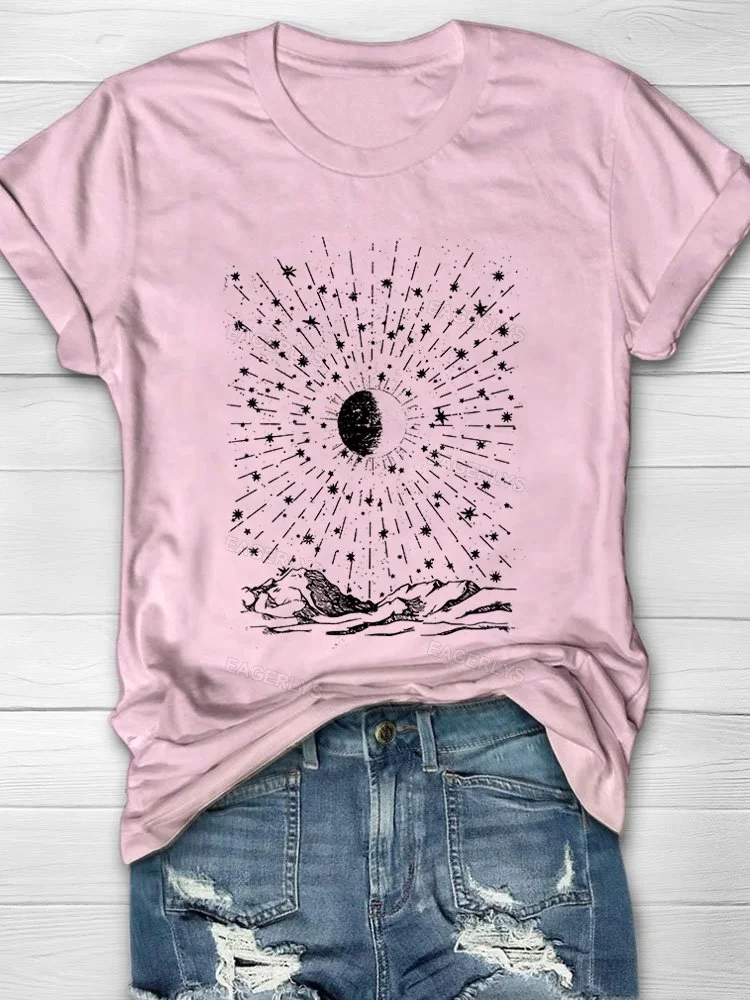 Eagerlys Celestial Shirt Moon Stars Graphic T-shirt Eagerlys