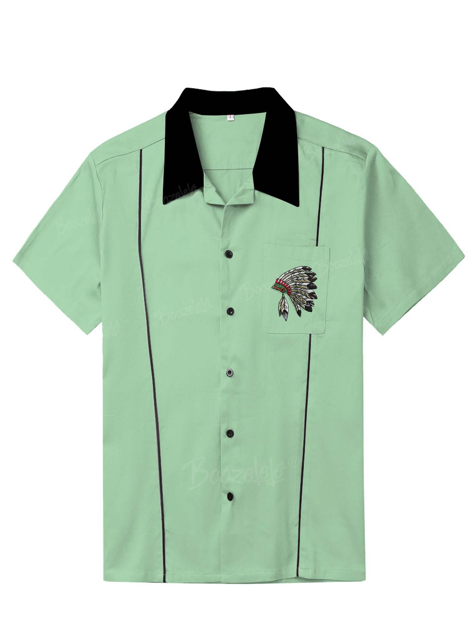 【Embroidery】Western Indian Totem - 100% Cotton Cuban Collar Shirt