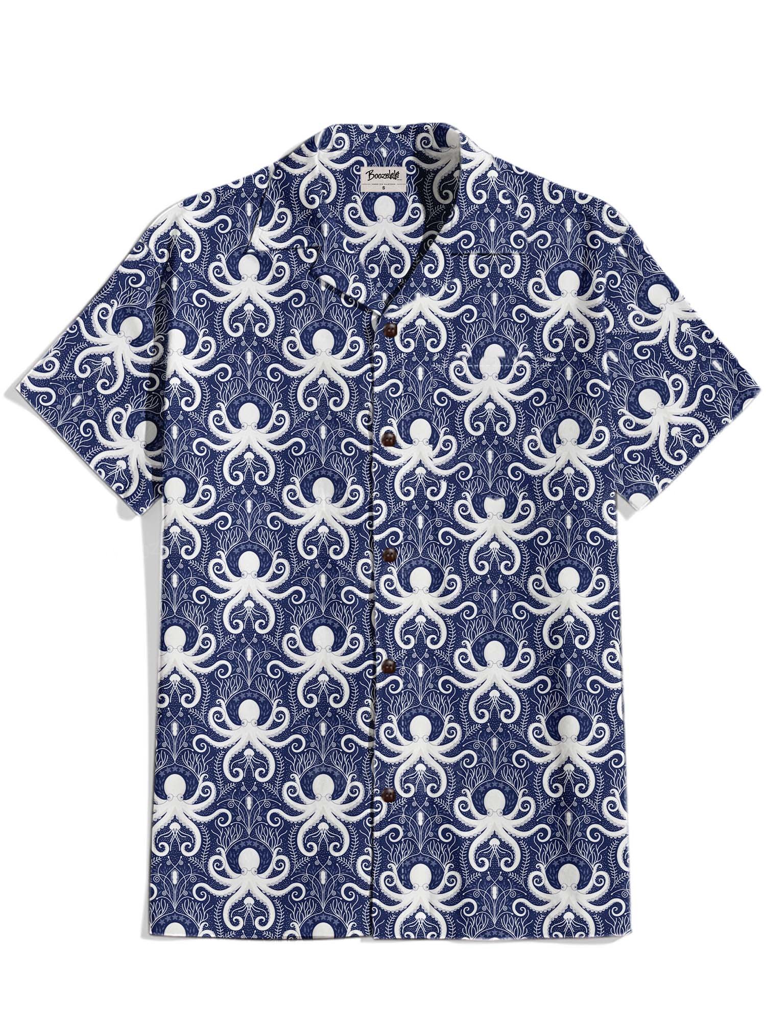 【Carina Parry Studios X Boozelele】Nautical Baroque - Navy - 100% Cotton Cuban Collar Shirt
