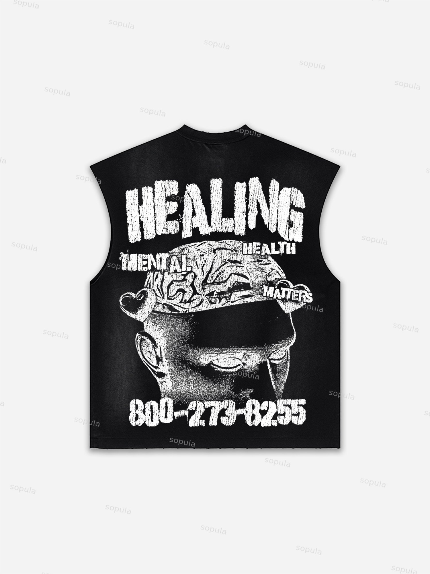 Mental Health Matters Healing Print Distressed Tank Top