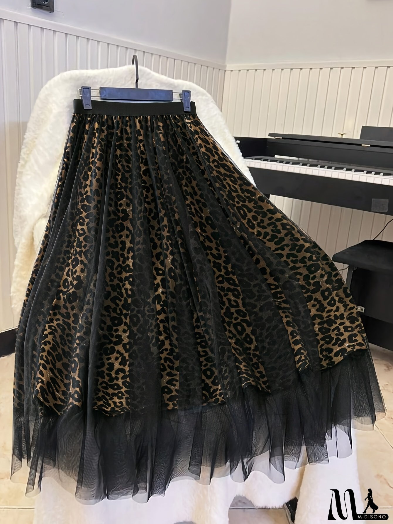 Women‘s Elegant Leopard Print Tulle Maxi Skirt - Thick, Flowy A-Line Skirt with Mesh Detail, Perfect for Spring/Summer/Fall, Casual to Formal Attire, Casual Attire | Aline Skirt | Mesh Detail Skirt