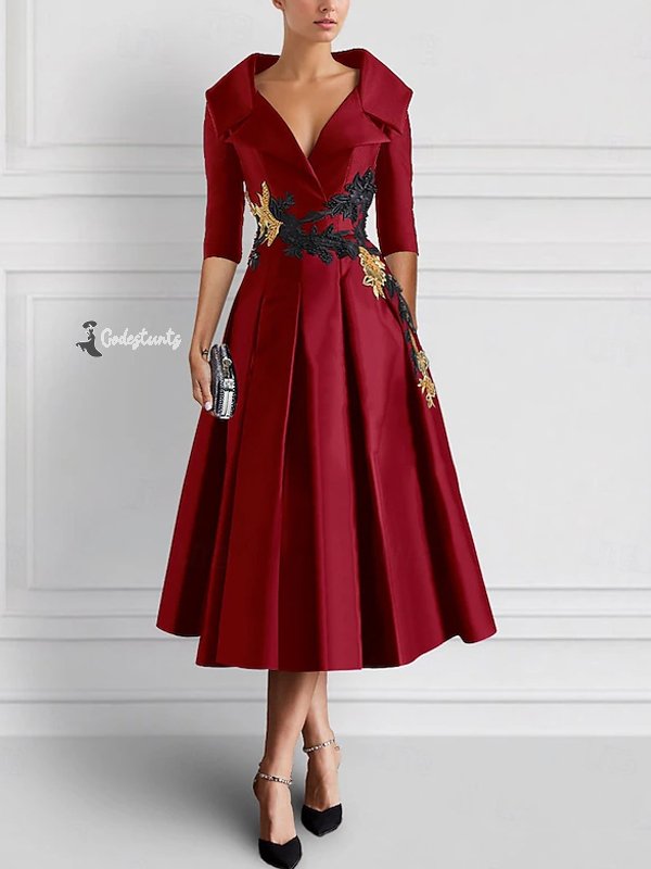 Lapel Solid Color Midi Dress