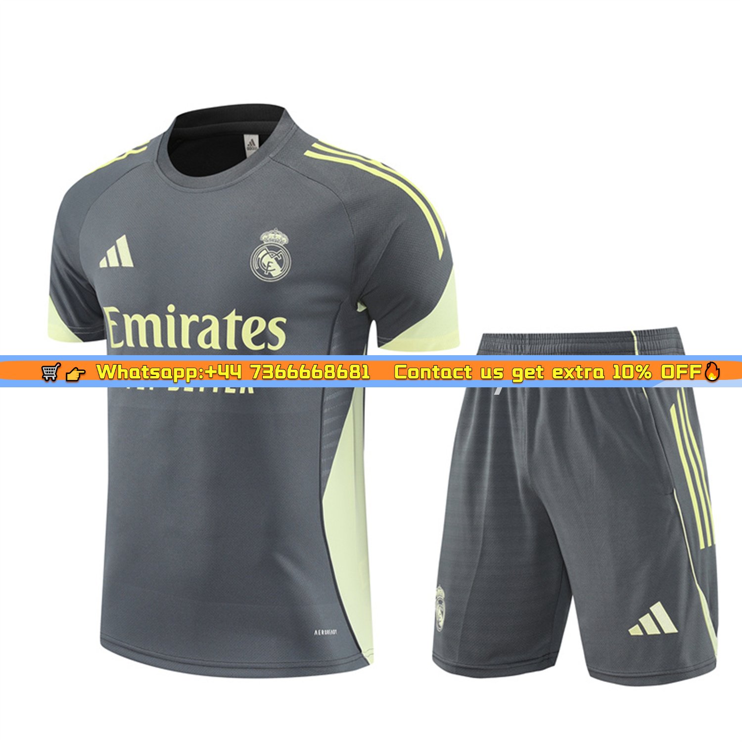 Real Madrid 25-26 Short-Sleeve Training Set - Deep Grey Top and Shorts