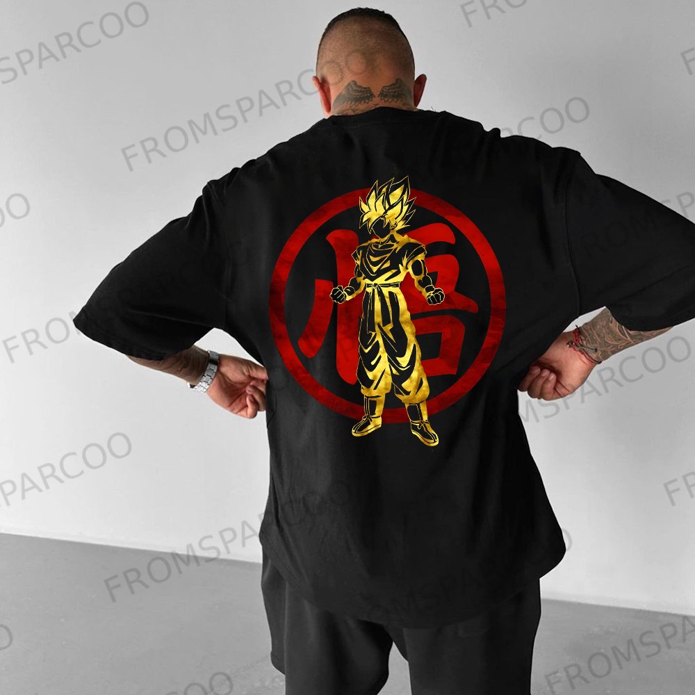 Oversized casual Dragon Ball anime personalized silhouette print T-shirt